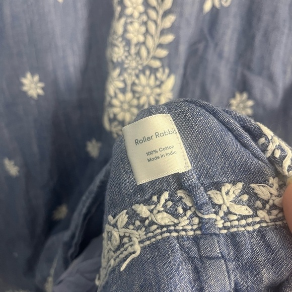 Roller Rabbit Faith Dress, Chambray denim white size medium cotton - Picture 5 of 9